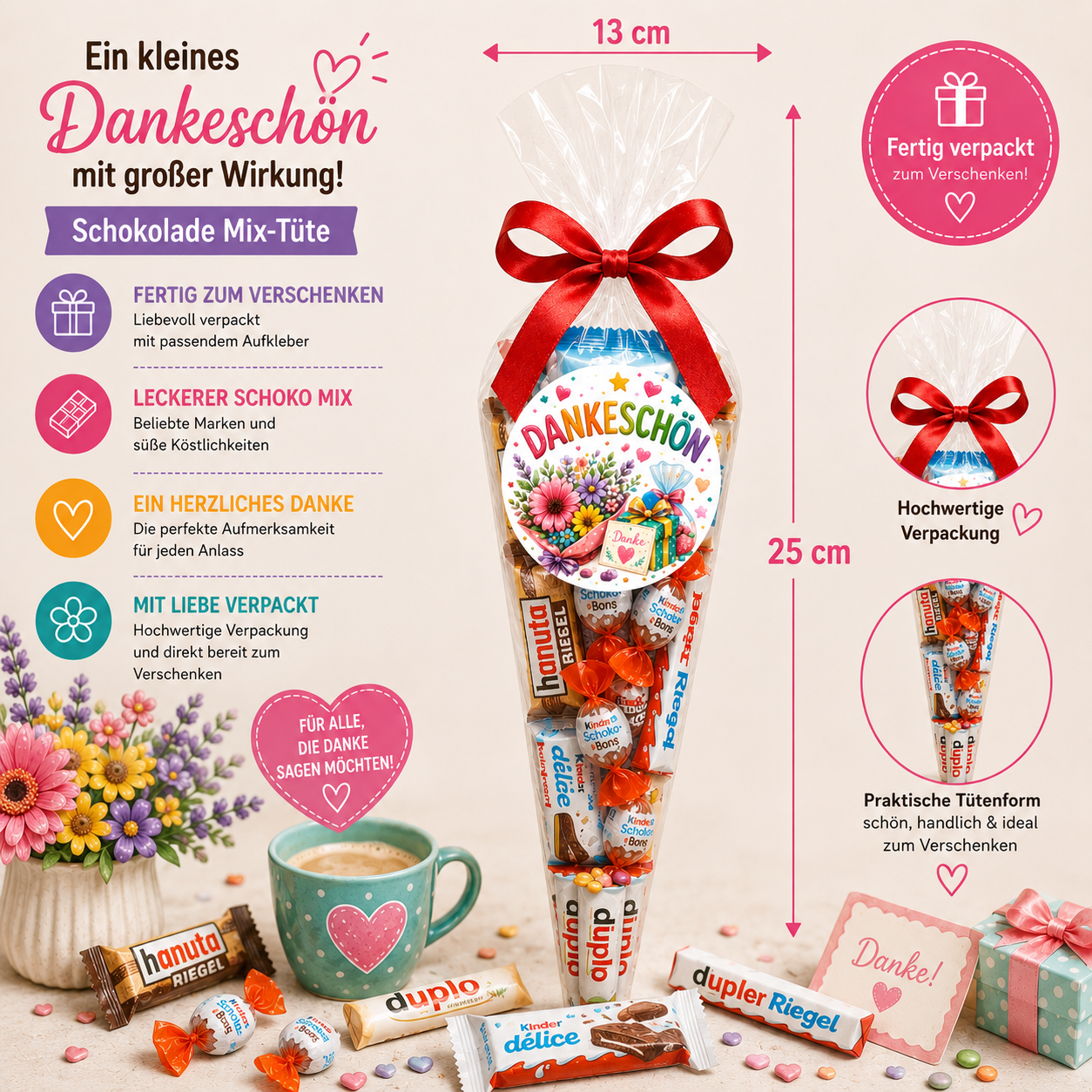 Schokolade Mix Geschenk-Tüte – Dankeschön