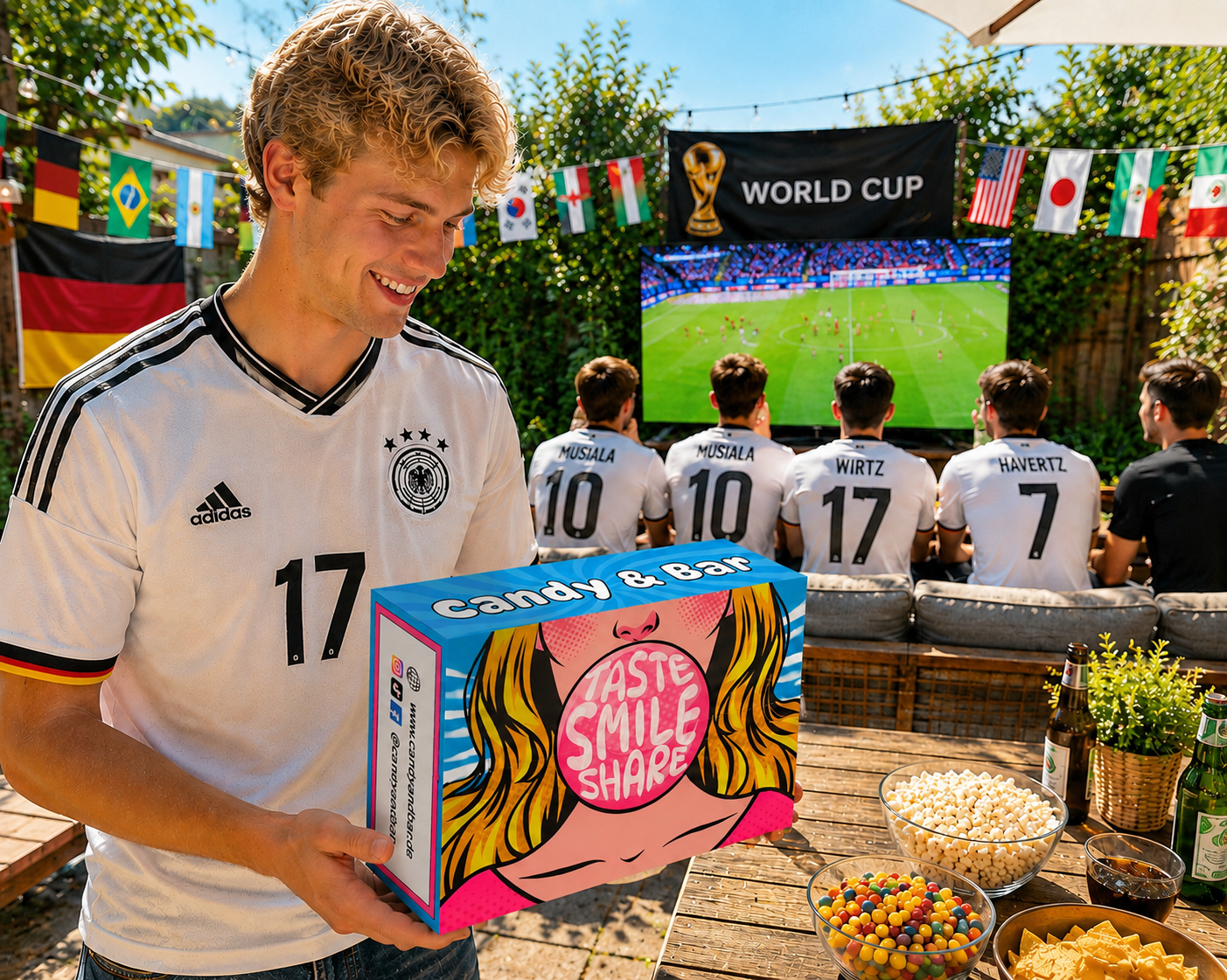 Fußball WM Snack Box – inkl. A1 WM-Spielplaner & Fußball Girlande