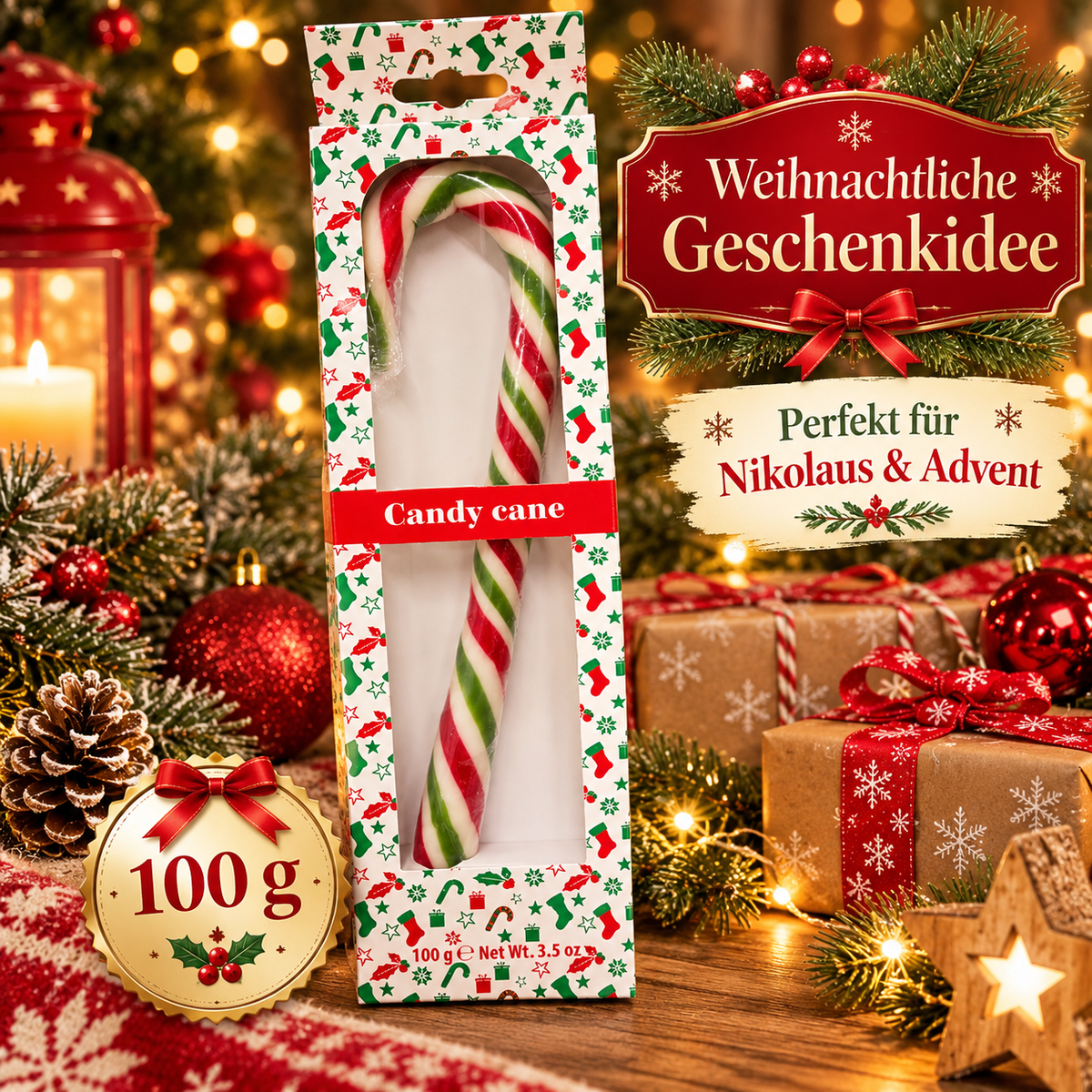 XXL Candy Cane – Große Weihnachts-Zuckerstange | 100 g