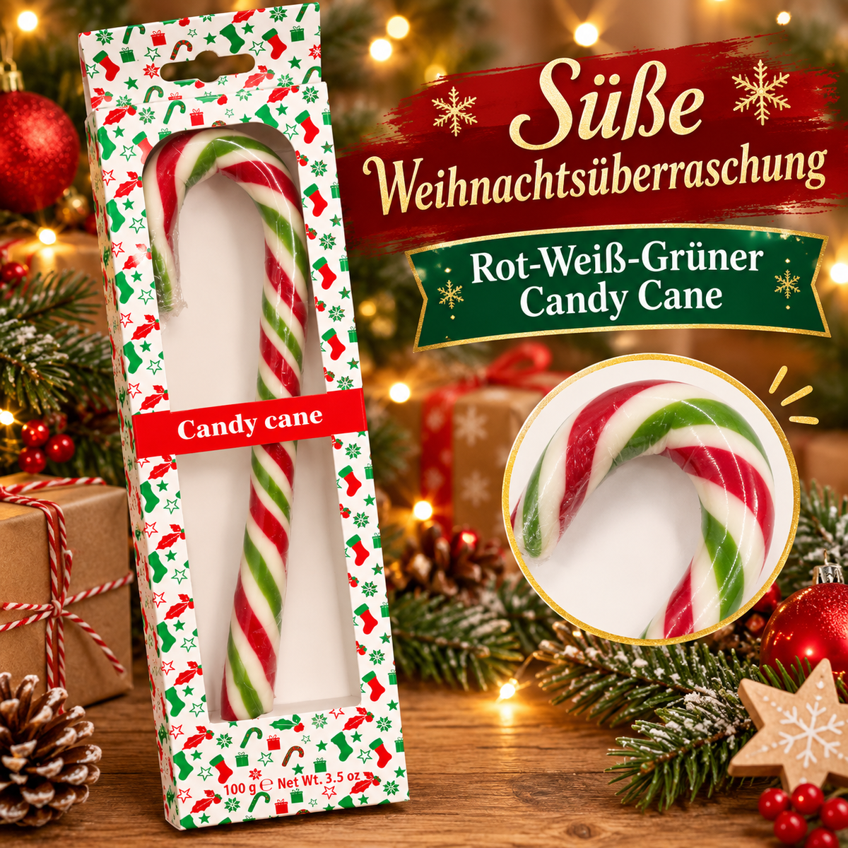 XXL Candy Cane – Große Weihnachts-Zuckerstange | 100 g