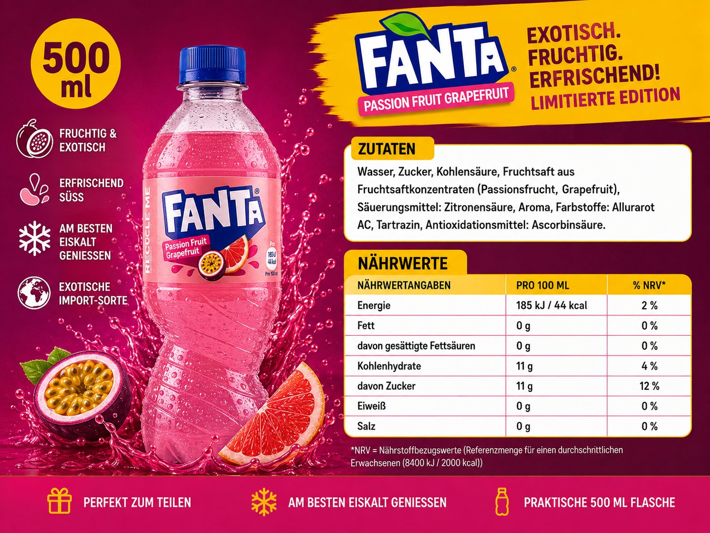 Fanta Asia PassionFruit & GrapeFruit 6er Pack - 6x 500ml
