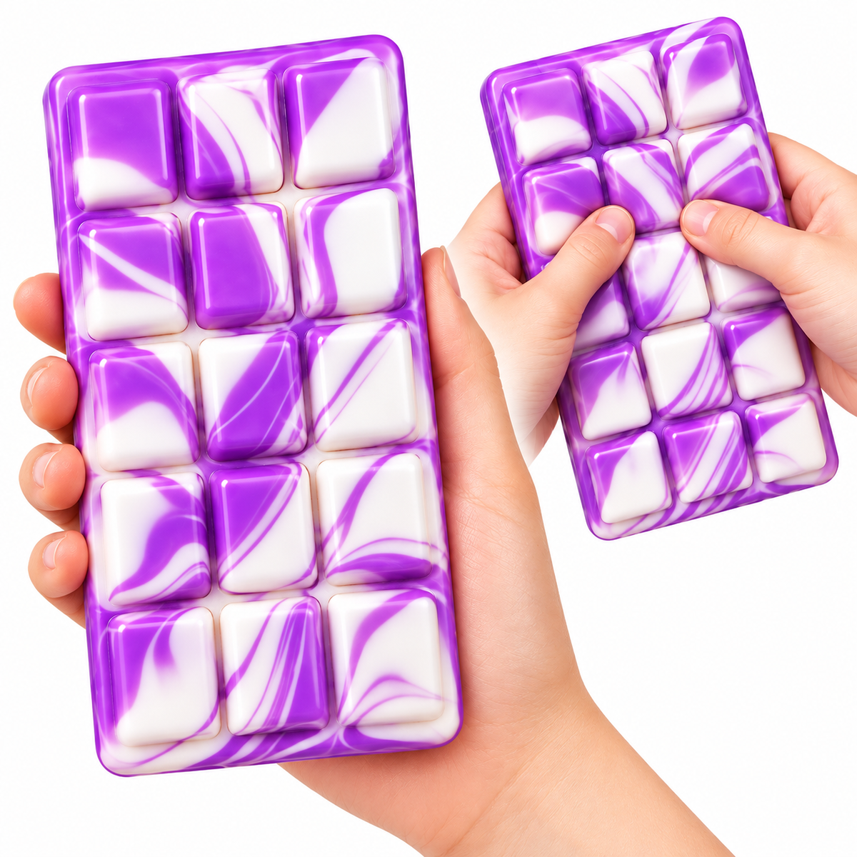 Squishy Schokoladentafel im Swirl-Design –Lila-Weiß