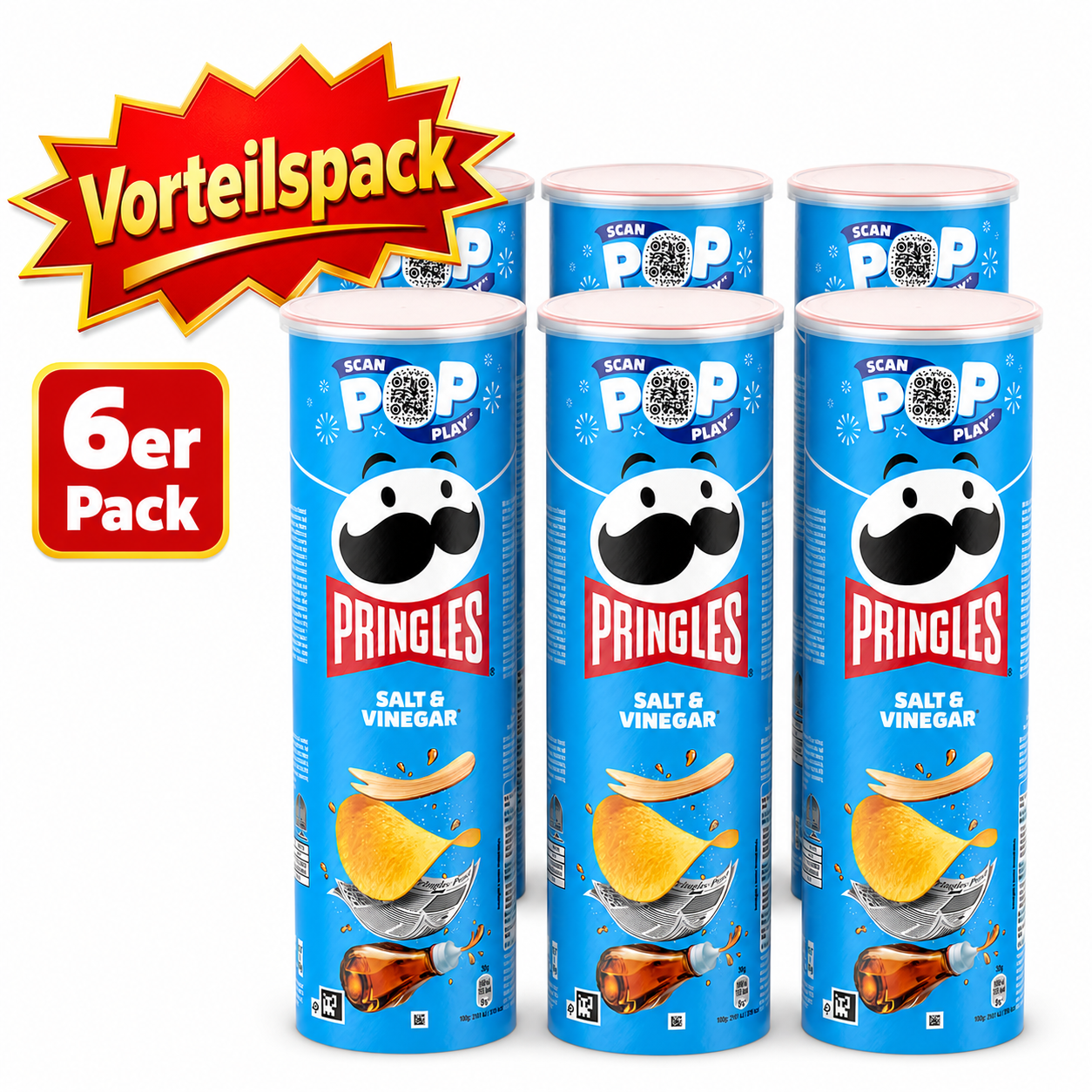 Pringles Salt & Vinegar 6 x 158 g – US-Import – Vorteilspack