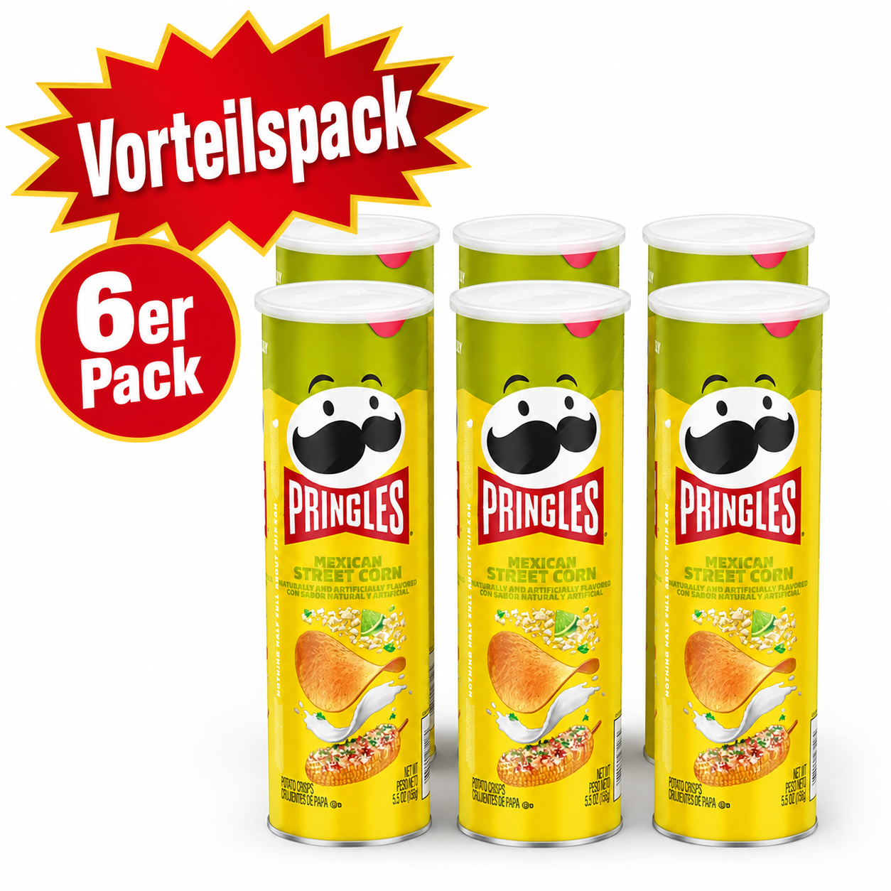 Pringles Mexican Street Corn 6er Vorteilspack – 6 × 158 g – US-Import
