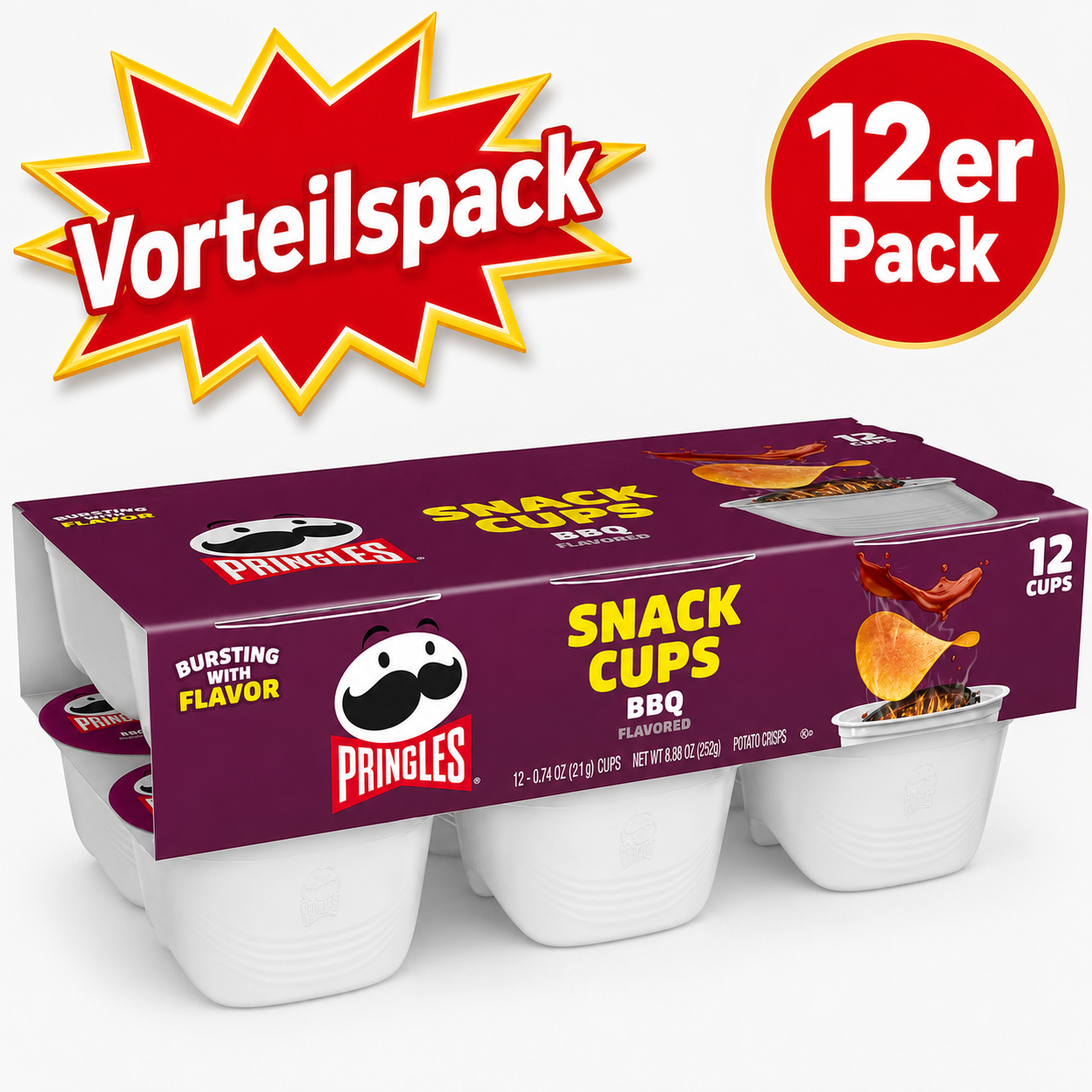 Pringles BBQ Snack Stacks 12er Pack – 12 × 19 g Portionsbecher – US-Import