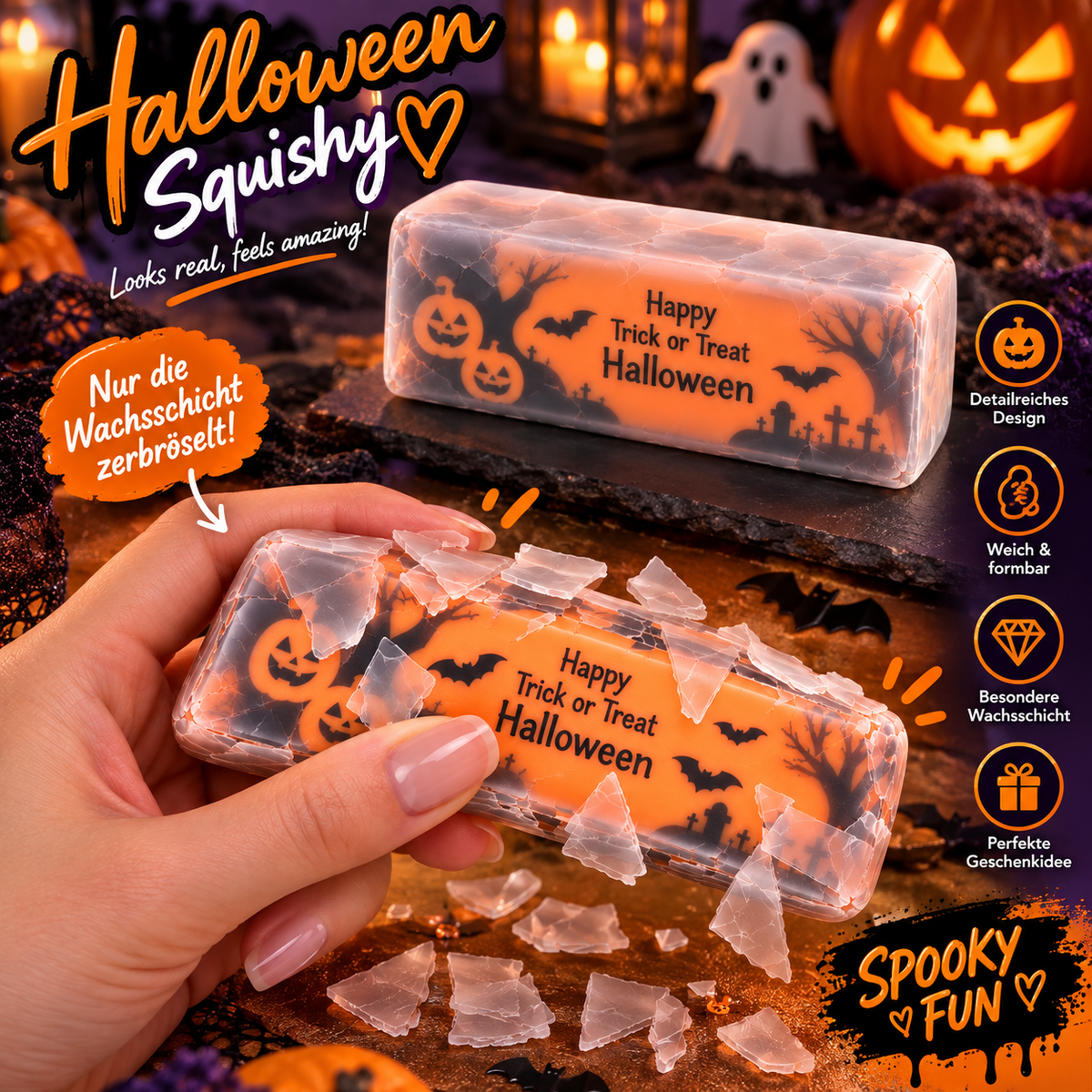 Halloween Squishy mit transparenter Wachsschicht