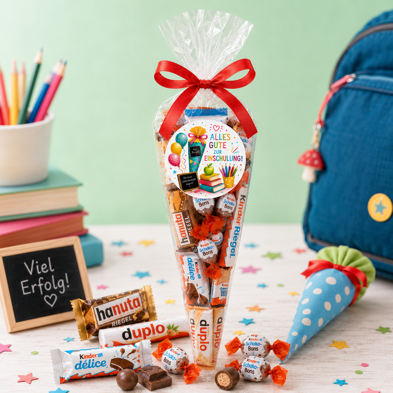 Schokolade Mix Tüte zur Einschulung | Geschenk zum Schulstart | Fertig verpackte Schoko Geschenkidee | Candy & Bar