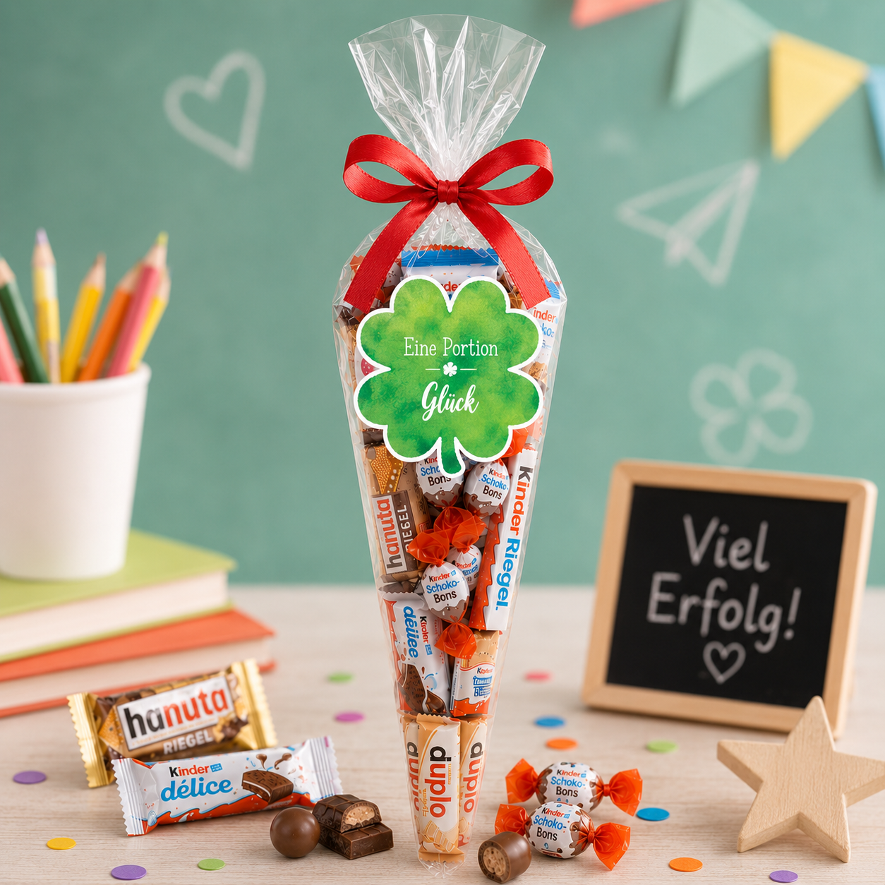 Schokolade Mix Tüte – Eine Portion Glück | Fertiges Geschenk | Candy & Bar
