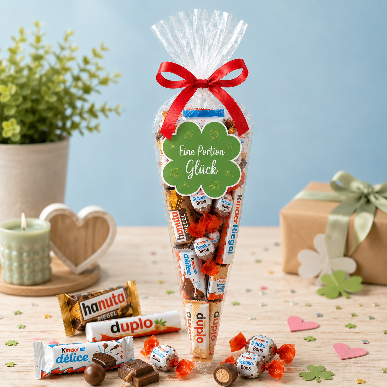Schokolade Mix Tüte – Eine Portion Glück | Fertiges Geschenk | Candy & Bar