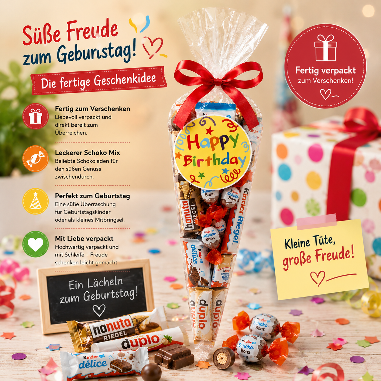 Happy Birthday Schokolade Mix Tüte – Fertiges Geburtstagsgeschenk | Candy & Bar
