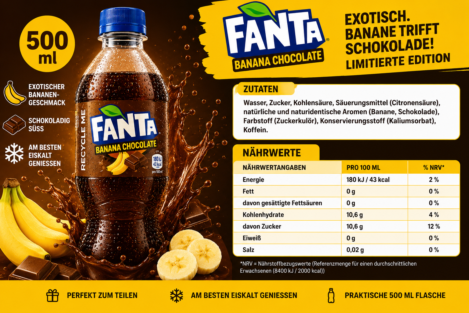 Fanta Banana Chocolate 6er Pack - 6x 500ml