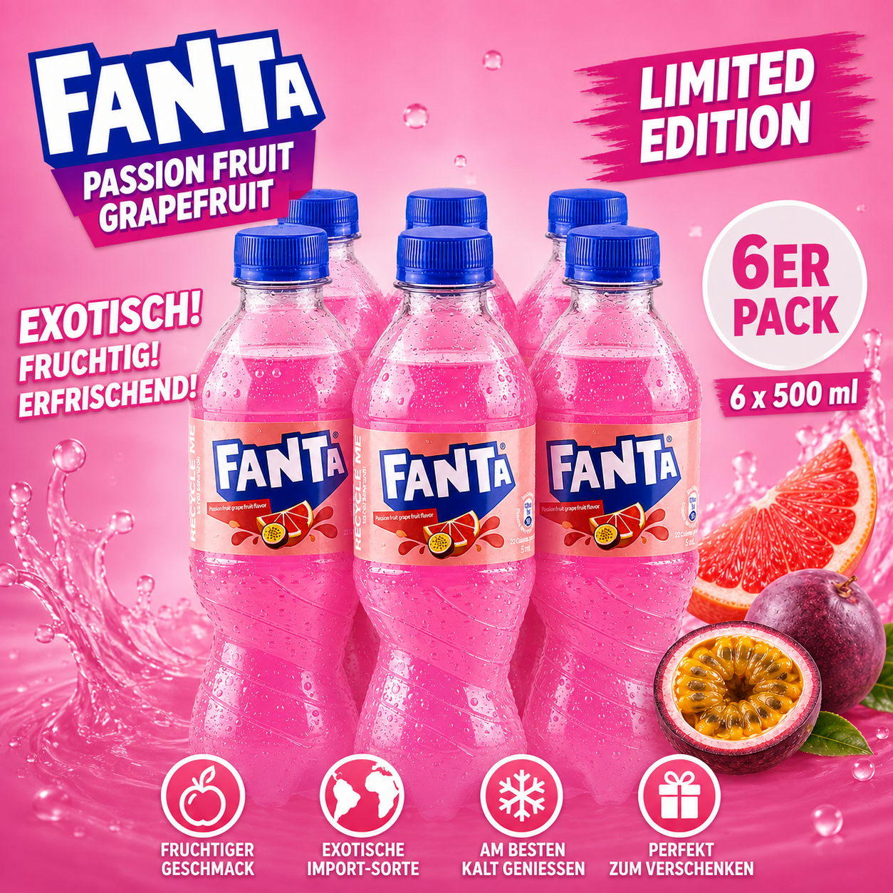 Fanta Asia PassionFruit & GrapeFruit 6er Pack - 6x 500ml