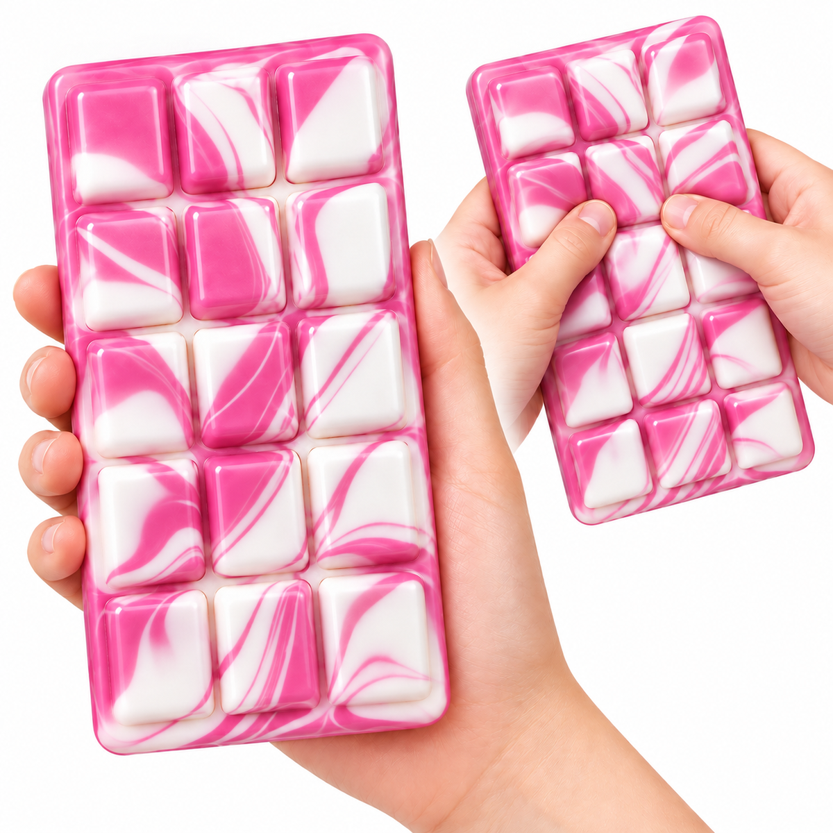 Squishy Schokoladentafel im Swirl-Design –Pink-Weiß