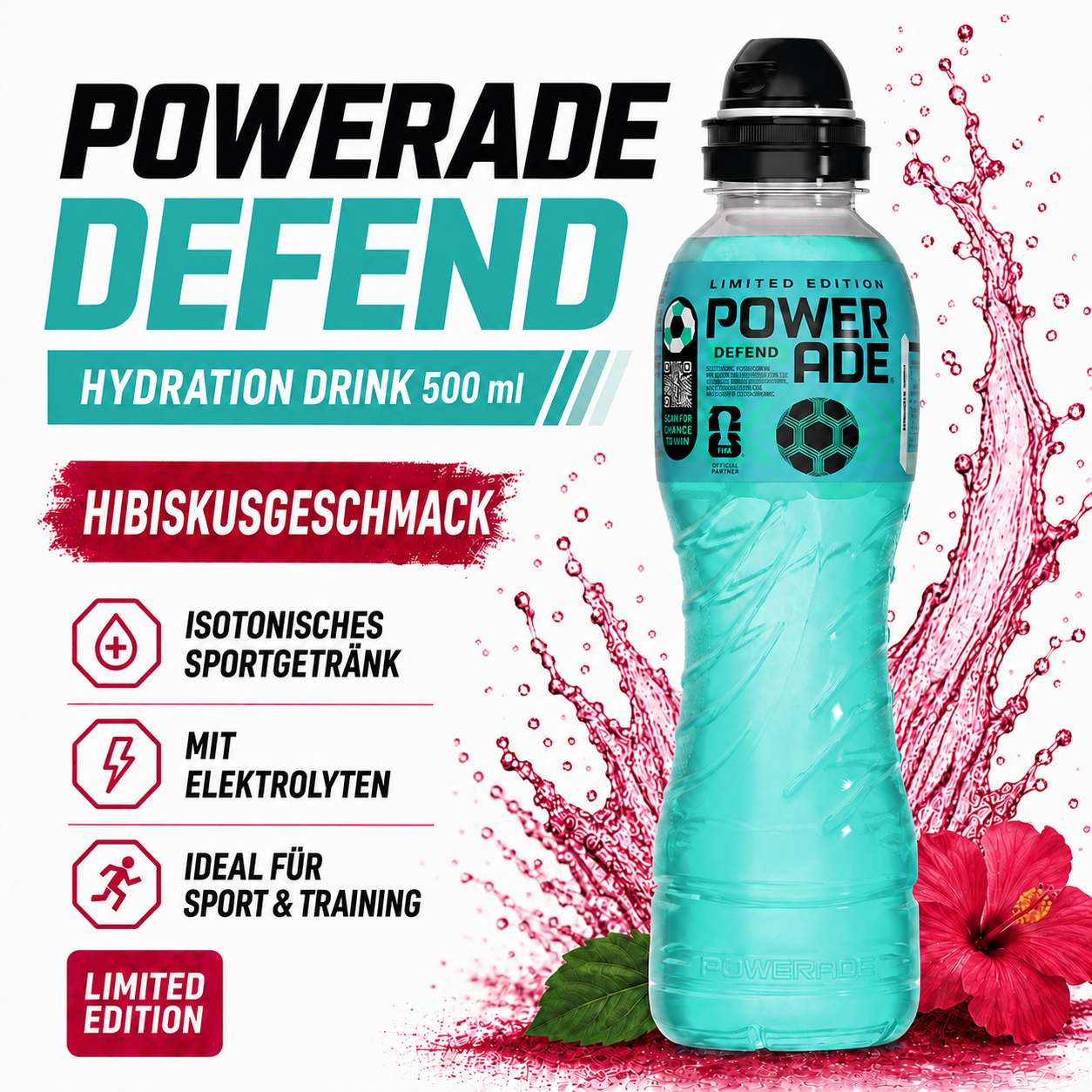 Powerade Playstyles Defend Limited Edition 500 ml – Hibiskusgeschmack