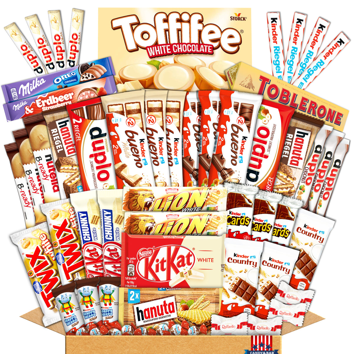 Mega XXL Schokobox | Über 60 Schokoladen & Schokoriegel | Leckeres Geschenk für Schokoladenliebhaber | Kinderschokolade, Duplo, Kitkat und mehr | Halloween Mix | Candy & Bar ®