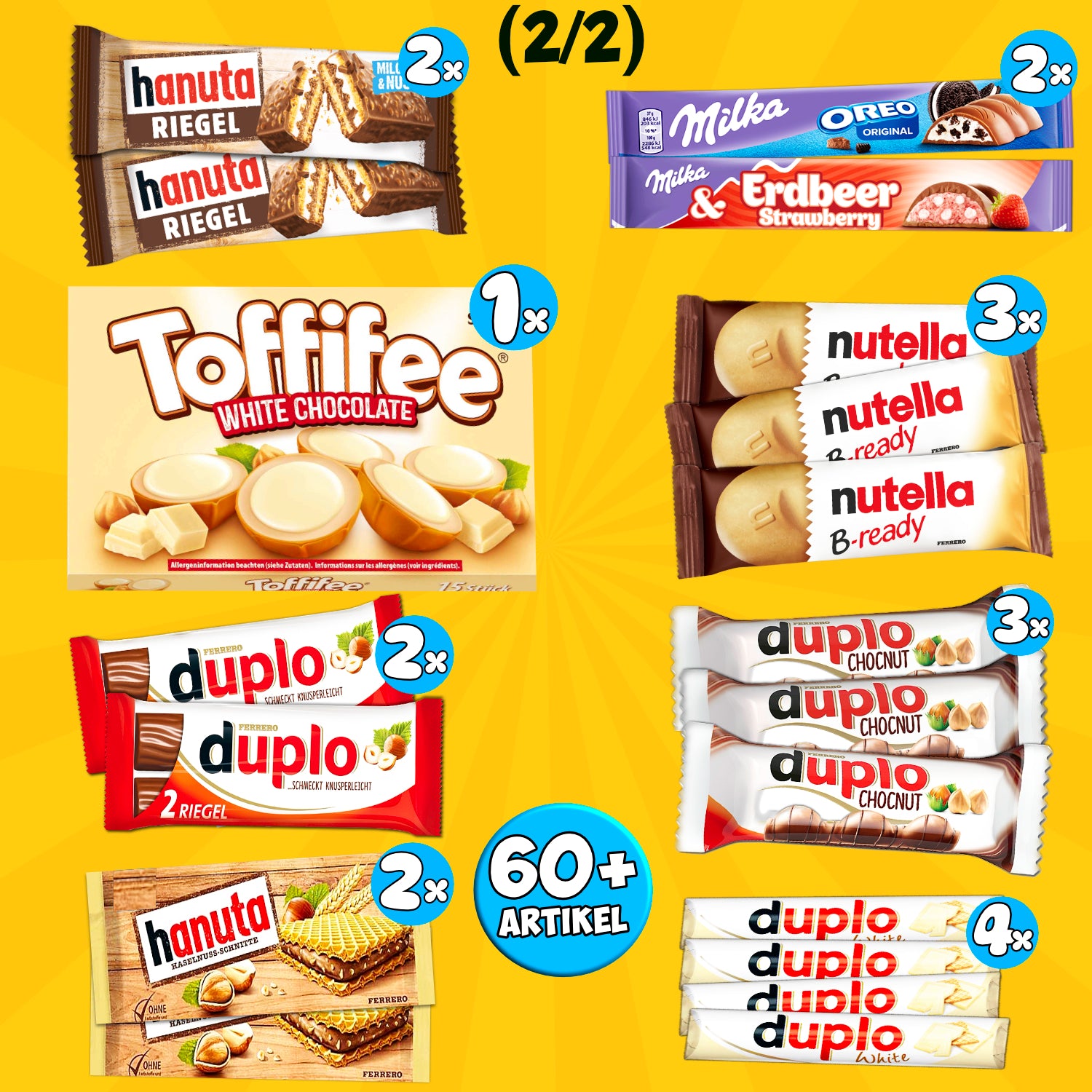 Mega XXL Schokobox | Über 60 Schokoladen & Schokoriegel | Leckeres Geschenk für Schokoladenliebhaber | Kinderschokolade, Duplo, Kitkat und mehr | Halloween Mix | Candy & Bar ®
