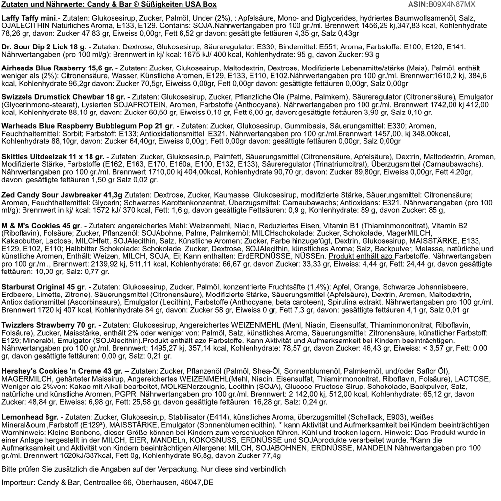 Amerikanische Süßigkeiten Box