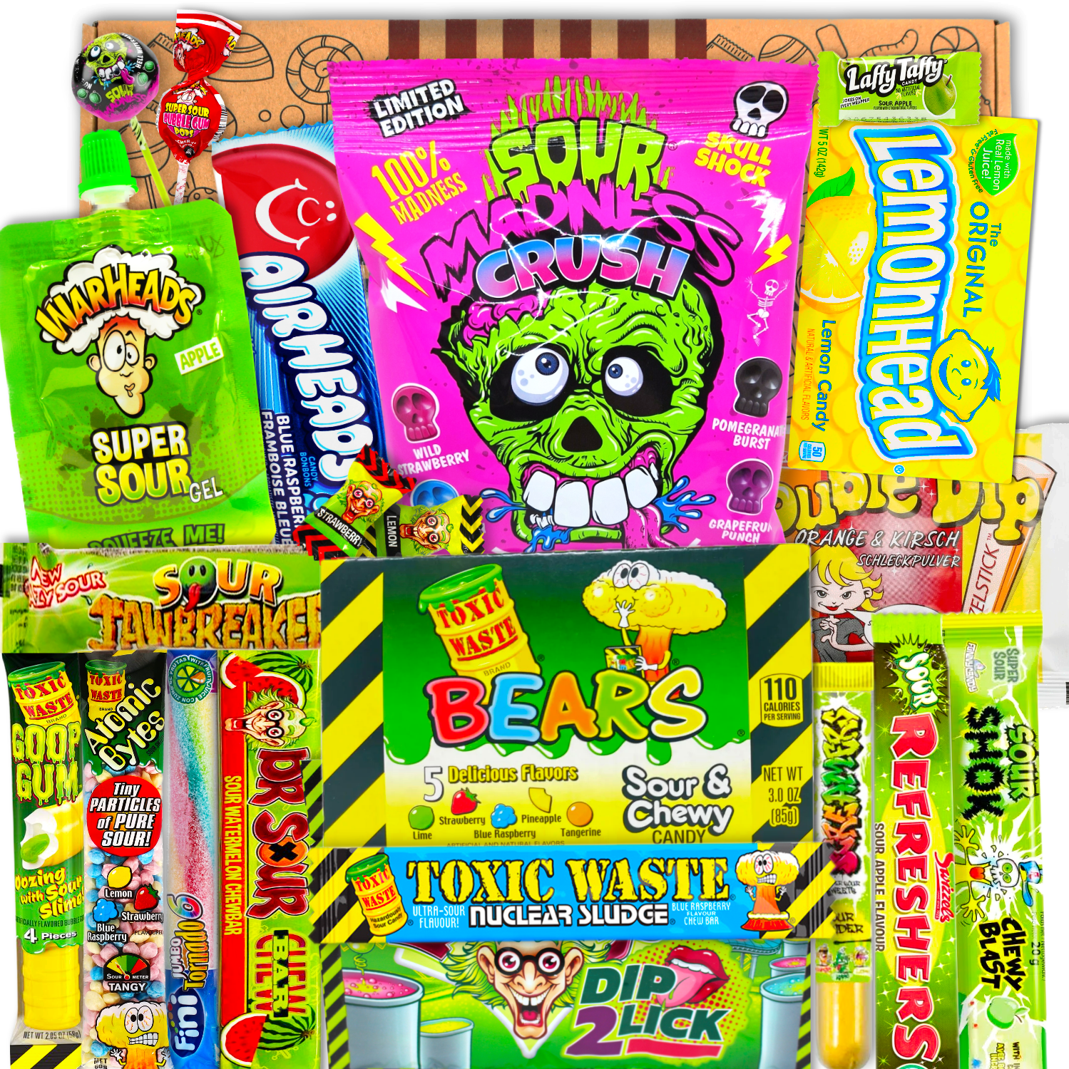 Saure USA Süßigkeiten Box | 20 Stück | USA Import | Trick or Treat Party Geschenk | Geburtstagsgeschenk | Sour Candy | Urlaubs Box | Candybox | Candy & Bar ®