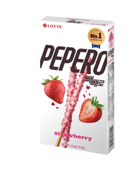 Lotte Pepero Strawberry 5er Set – 5 × 32 g Erdbeer-Keksstäbchen aus Korea