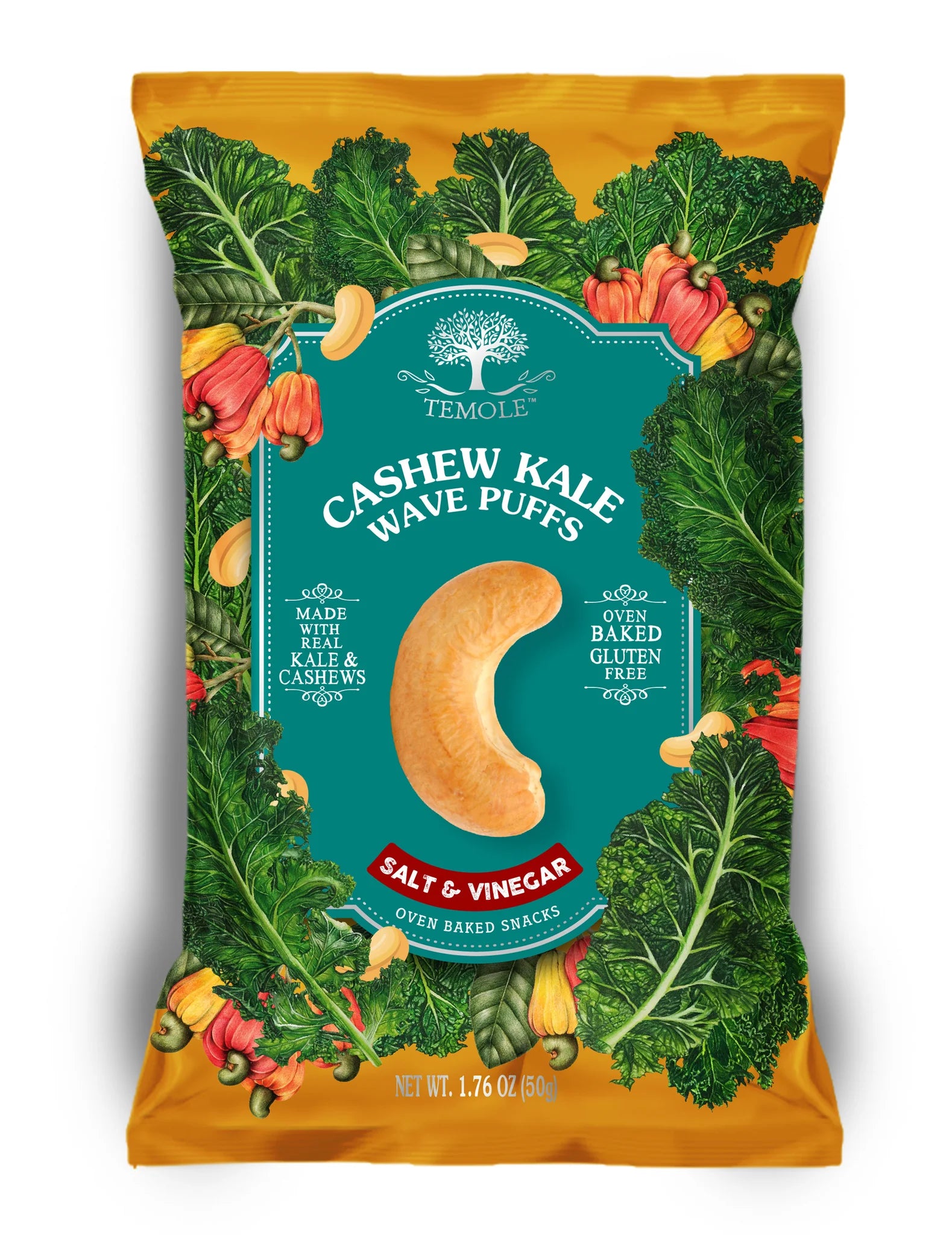 Temole Cashew Kale Wave Puffs Salt & Vinegar 50g