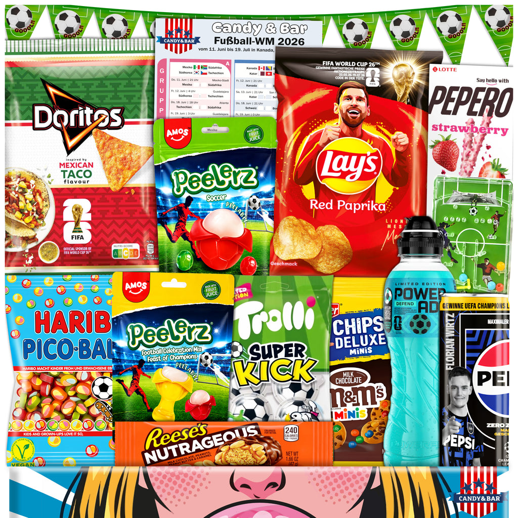 Fußball WM Snack Box – inkl. A1 WM-Spielplaner & Fußball Girlande