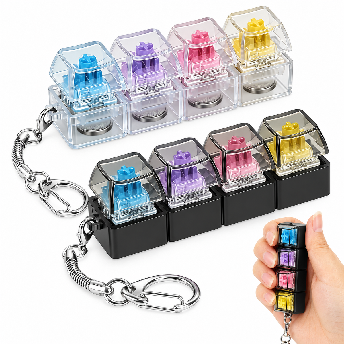 Fidget Keyboard Schlüsselanhänger – Mini Klick Spielzeug