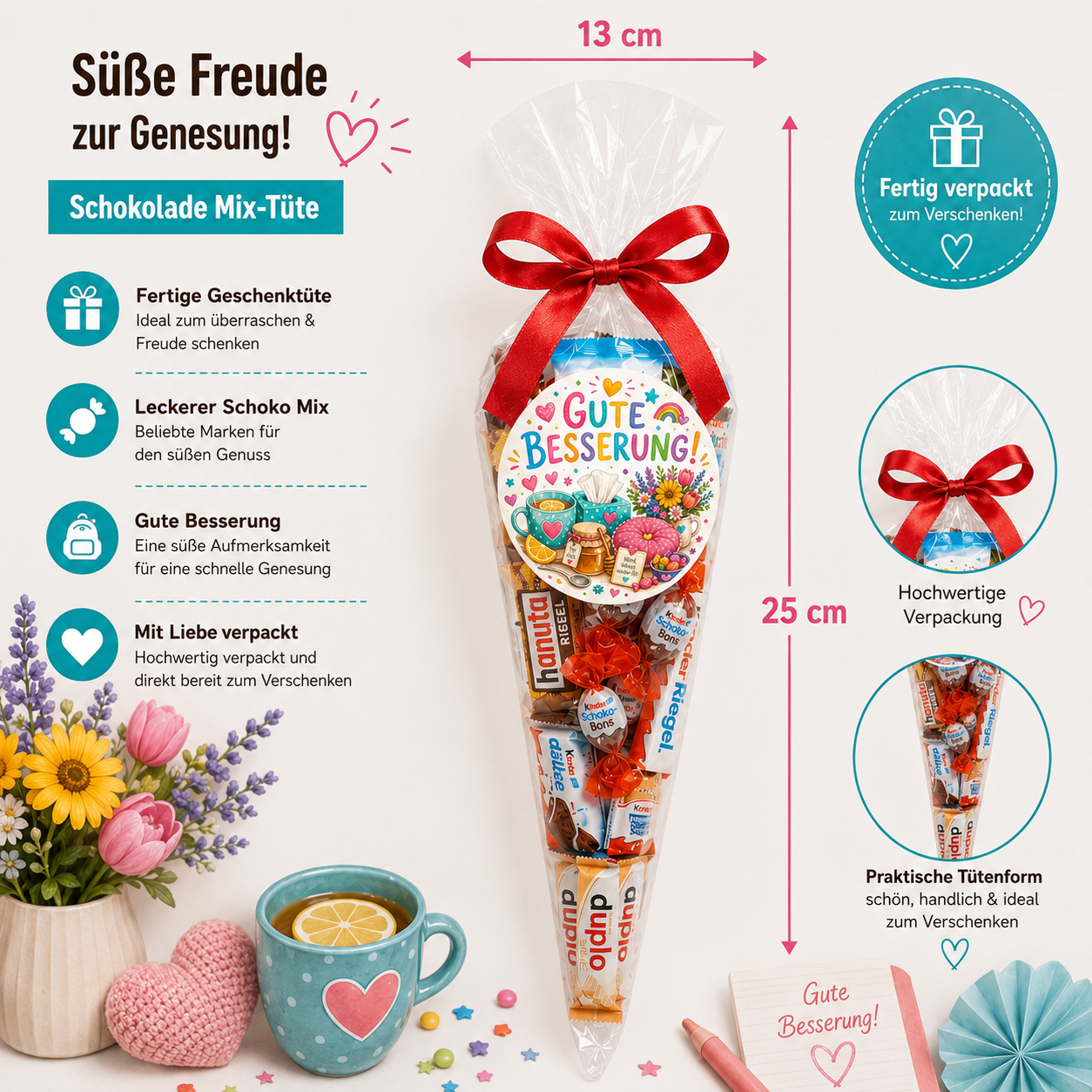 Schokolade Mix Geschenk-Tüte – Gute Besserung