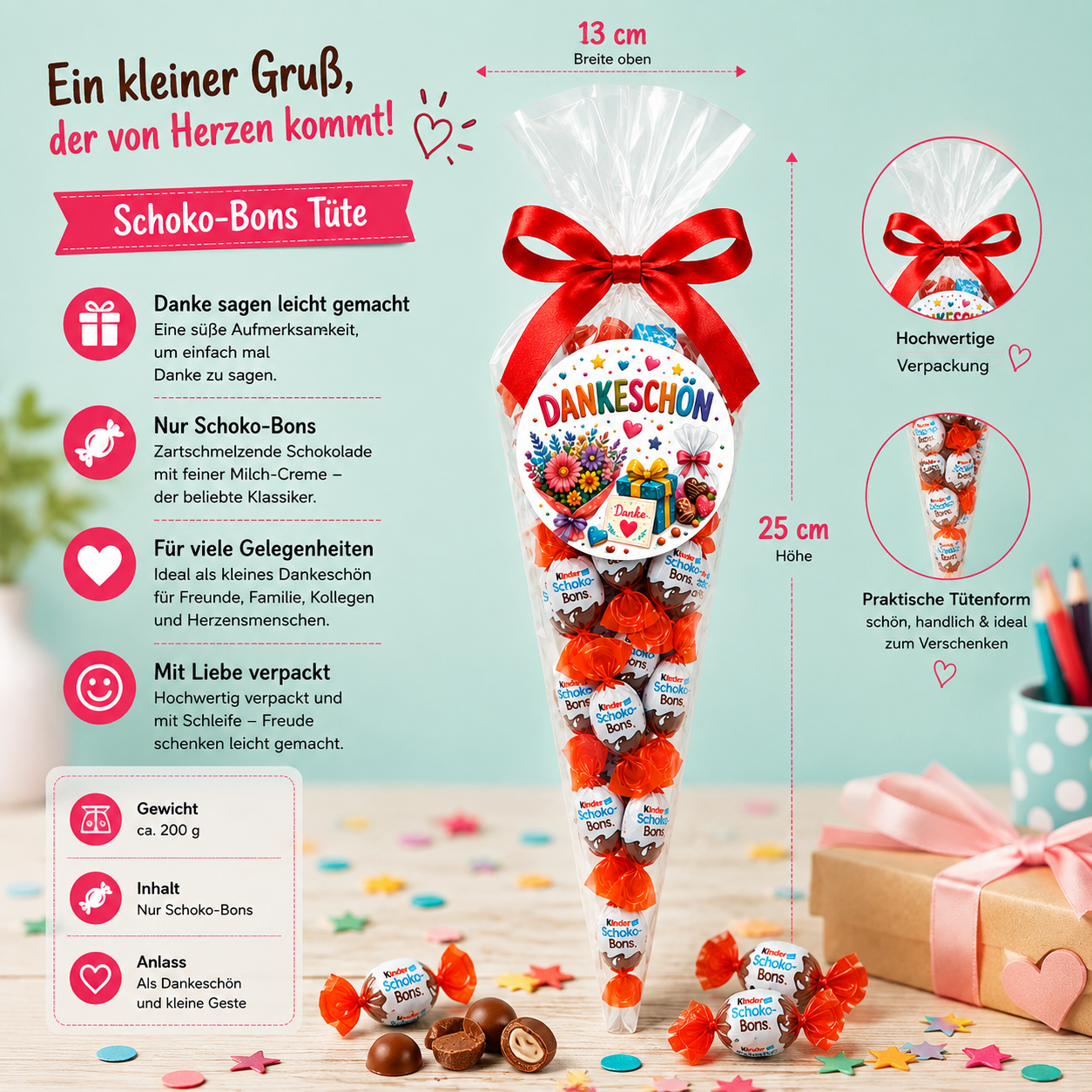 Schoko Bons Tüte als „Dankeschön“ Geschenkidee