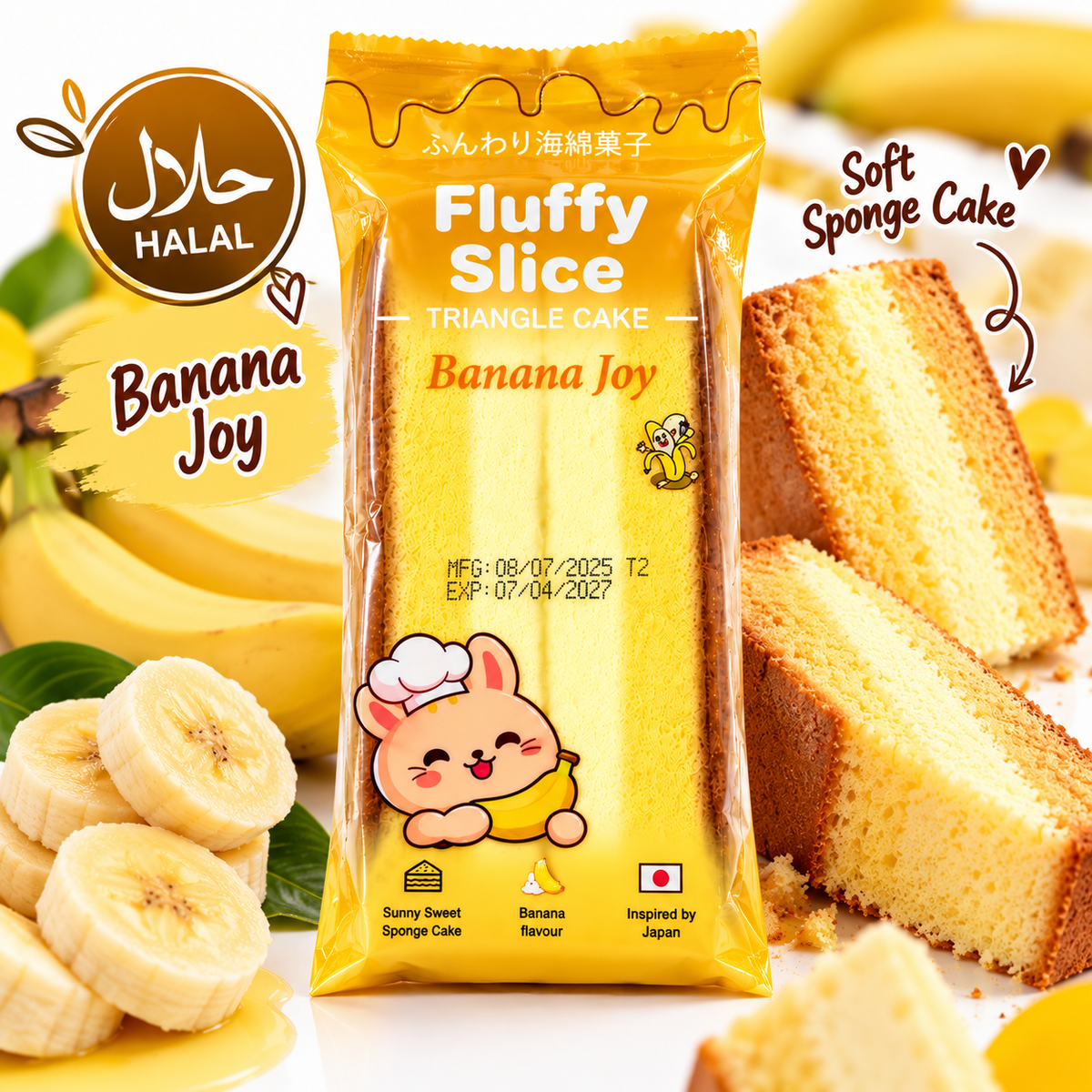 Fluffy Slice Triangle Cake - Banane
