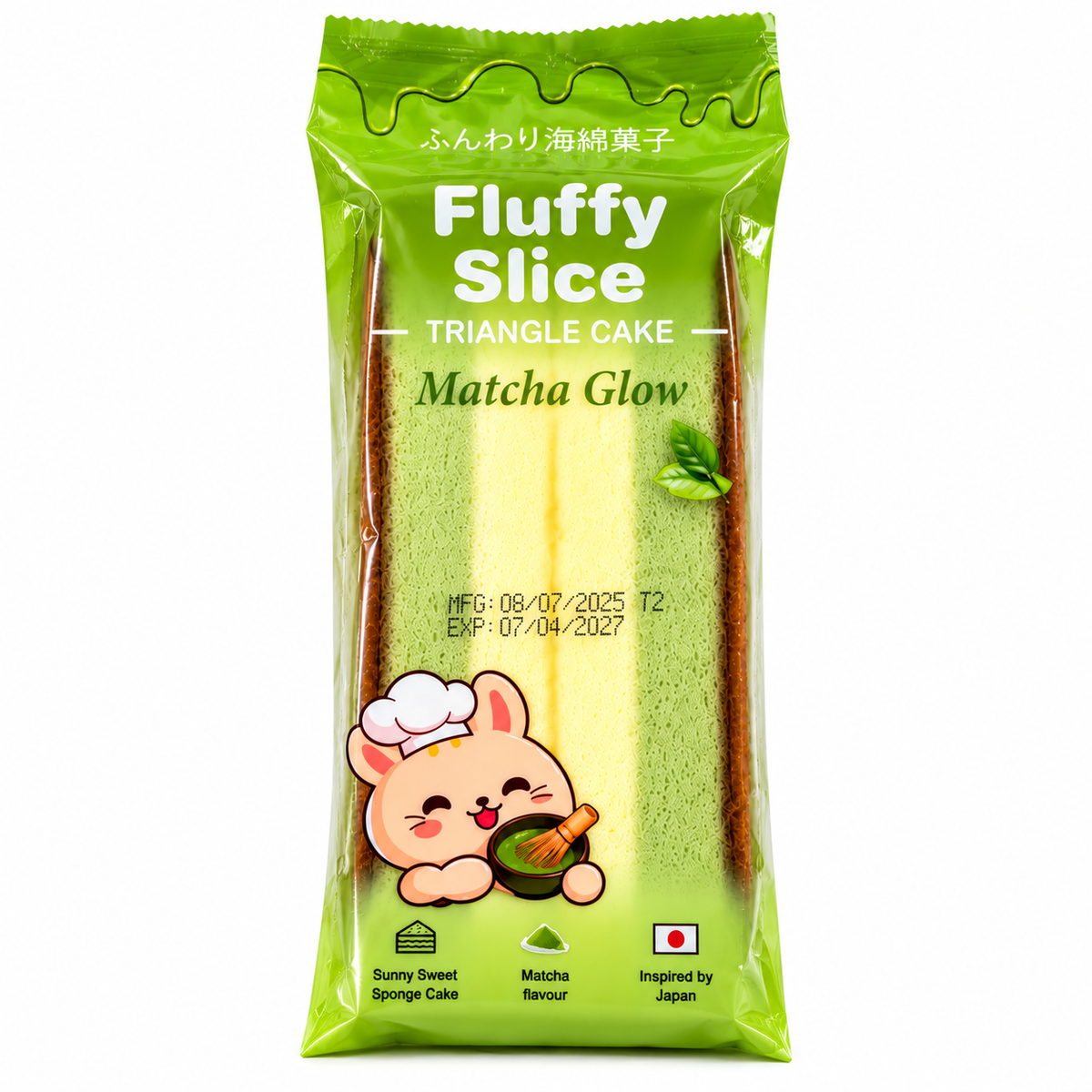 Fluffy Slice Triangle Cake - Matcha