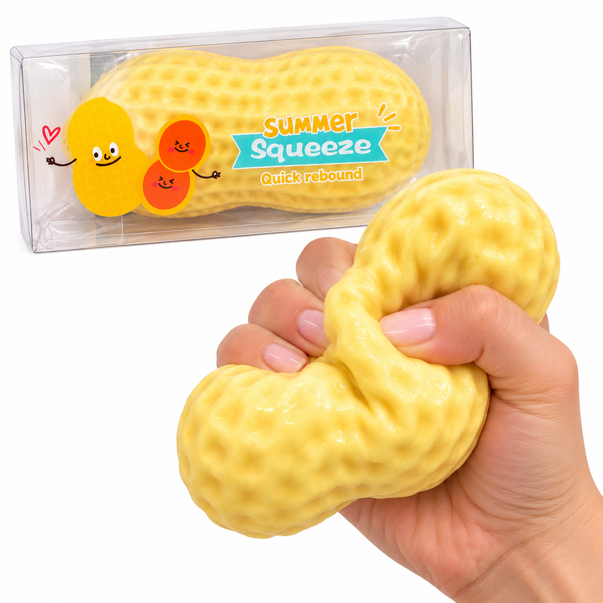 Erdnuss Squishy – Quetschspielzeug mit Baustein-Füllung