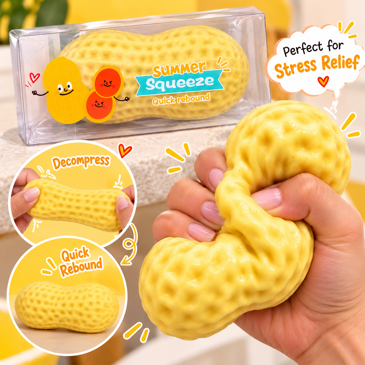 Erdnuss Squishy – Quetschspielzeug mit Baustein-Füllung