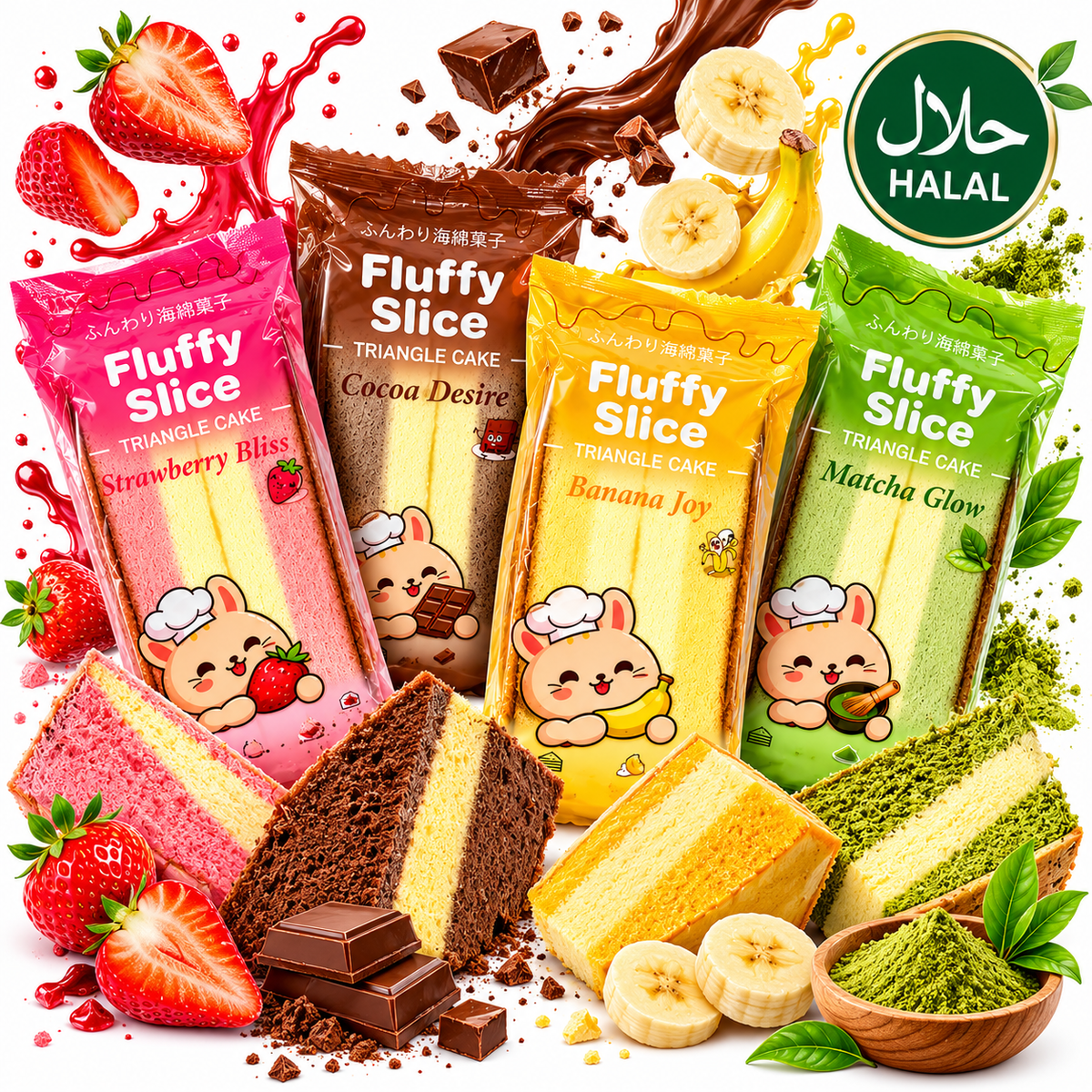 Fluffy Slice Triangle Cake 4er Set - Alle 4 Sorten